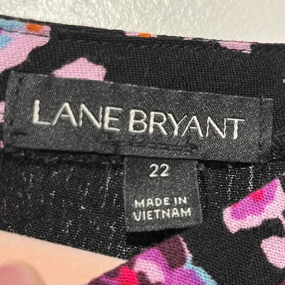 Lane Bryant Womens Bell Sleeve Blouse Size 22 Black Floral Dark Cottagecore Boho - Picture 7 of 9